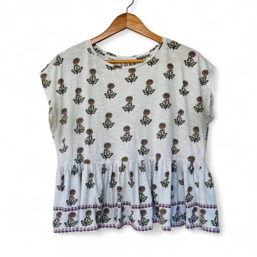LOFT Floral Babydoll Top Boho Fairycore Coquette Feminine Cottagecore, Size M